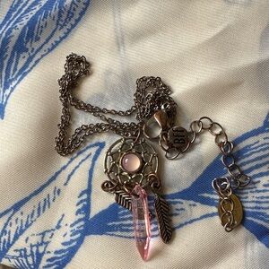 Claire's Pink and Silver Dreamcatcher Necklace